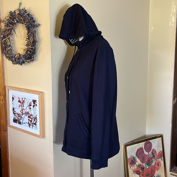 RALPH LAUREN Size Large Hoodie Sweatshirt Zip & Snap Dual Layer Striped Interior - Picture 6 of 16